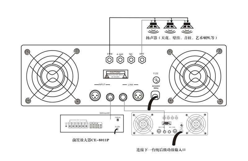 西派 纯后级广播功放 CE-8360/8460/8660/81000/81500公共广播/校园广播图3