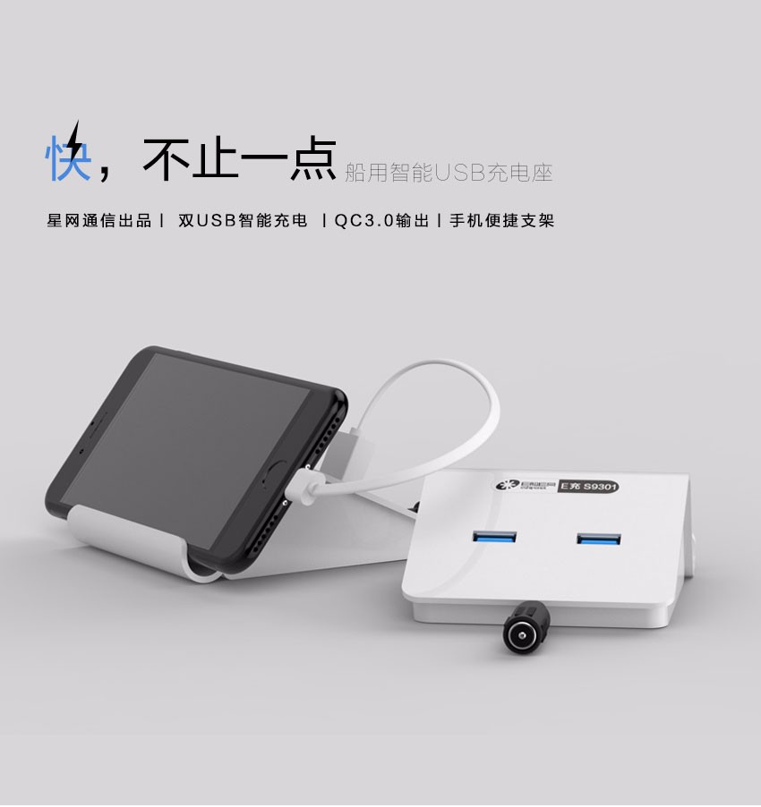星网通信E充 船载手机充电器 双接口智能输出 支持快充图1