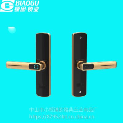 镖固锁业诚招代理商房门指纹锁密码锁卧室门锁智能家居小锁金色黑色锁执手锁H-F002图1