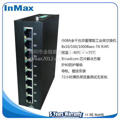 全千兆8电口导轨式工业交换机 宽温 智能交通交换机 i508A图3