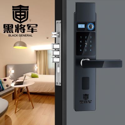 黑将军铝合金超薄智能门锁指纹锁厂家 家居智能安防密码锁***排行 指纹锁安装图1