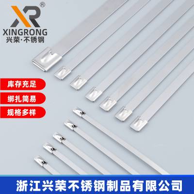 供应兴荣呼和通信用304不锈钢扎带滚珠锁紧式8*1600*0.25图1