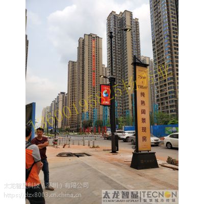 太龙智显68寸双面P4智慧LED灯杆屏点亮广州华发中央公园，铁塔多功能灯杆助力广州5G智慧城市建设图3