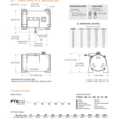 供应德国CELESCO PT9232拉绳位移传感器通过RS232串行通信反馈给数据采集或控制器图3
