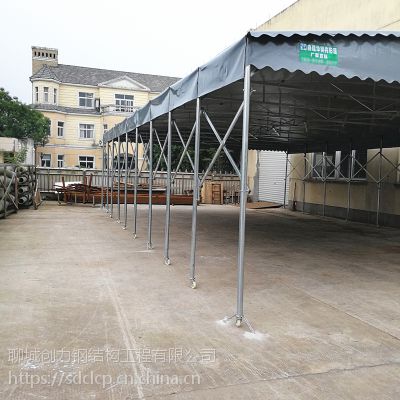 潍坊推拉蓬,电动伸缩蓬大型伸缩雨蓬 布遮雨帐篷工业仓储篷手动推拉蓬图3
