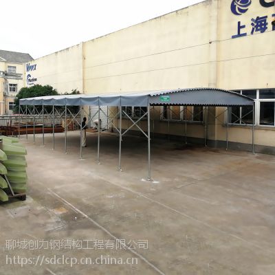 潍坊推拉蓬,电动伸缩蓬大型伸缩雨蓬 布遮雨帐篷工业仓储篷手动推拉蓬图1