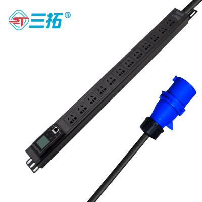 三拓TS.8216智能机柜pdu插座，12位10A，电流电压显示屏，32A工业大插头图1