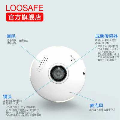 loosafe 360度全景网络摄像头无线wif高清智能监控
