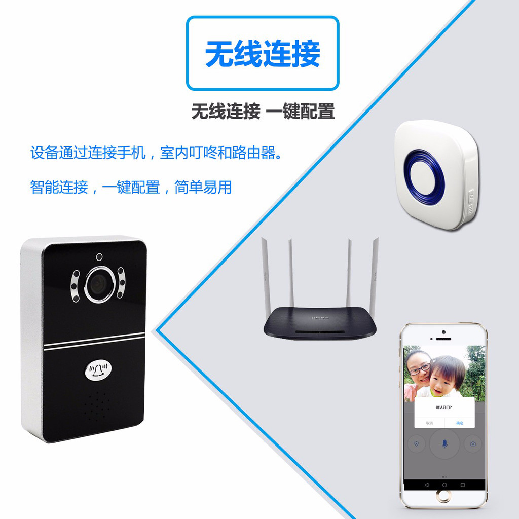 eBELL智能wifi无线远程可视对讲门铃 别墅防盗监控网络摄像头 手机远程** 双向免提对讲 超大视角 标配叮咚响铃图3