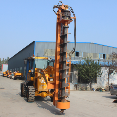 通信电线杆钻挖机 电线杆打桩机 莱工装载铲车式打桩机图1