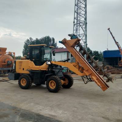 通信电线杆钻挖机 电线杆打桩机 莱工装载铲车式打桩机图3