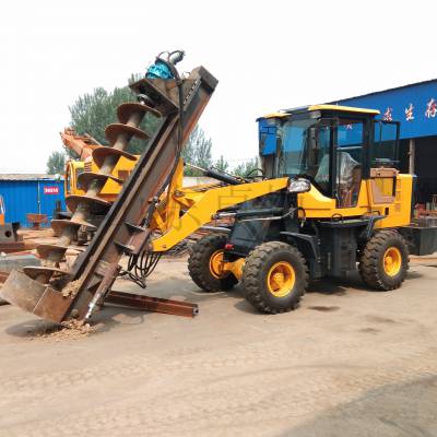 通信电线杆钻挖机 电线杆打桩机 莱工装载铲车式打桩机图2