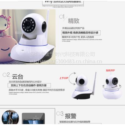 供应深圳捷视联实业有限公司无线网络摄像头ip camera手机wifi家用智能远程监控报警器图2