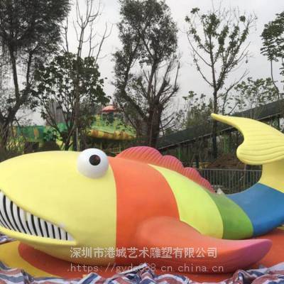 城市园林仿真海洋生物鱼摆件彩绘玻璃钢鲨鱼鲸鱼雕塑模型图2