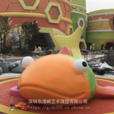 城市园林仿真海洋生物鱼摆件彩绘玻璃钢鲨鱼鲸鱼雕塑模型图3