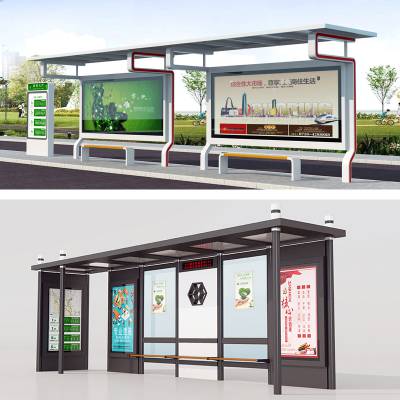 城市抗风化不锈钢智慧电子公交站台批发图2