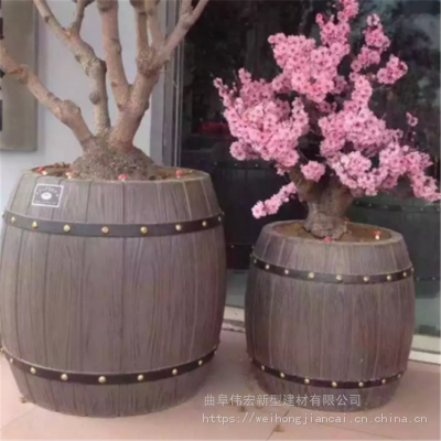 微山水泥花桶 城市街道仿木花箱 园林景观绿化工程花池图3