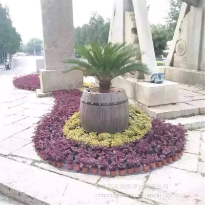 微山水泥花桶 城市街道仿木花箱 园林景观绿化工程花池图1