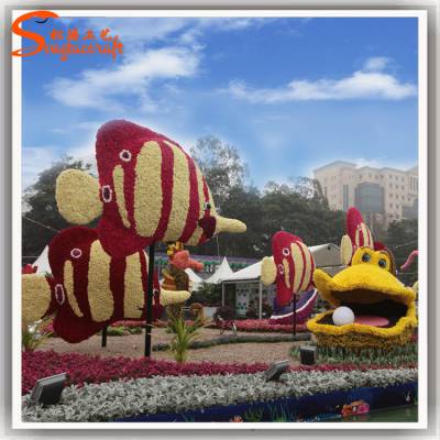 新年仿真植物绿雕定制 大型人造景观绿植城市绿雕造型 室外仿真动物绿雕厂家图1