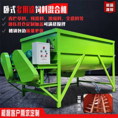 卧式干湿稻草料搅拌机 电子称重TMR混料制备机 全日粮双螺旋拌料机图2
