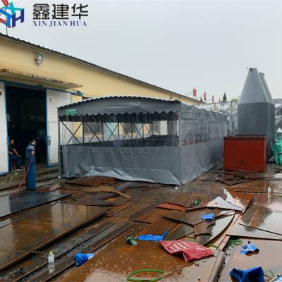 工业大型遮阳蓬 户外工地钢筋帐篷 电动雨棚遥控智能