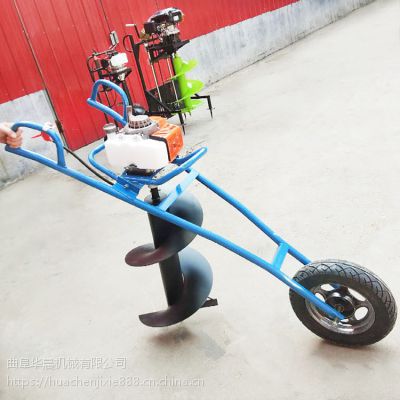 华晨汽油挖坑机今日报价/9马力手提式钻地机/山区通信杆打洞机图1