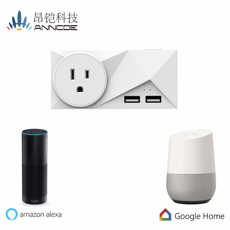 ANNCOE C318电量计量插座 支持alexa Goggle home语音智能家居插座 美规插座图2