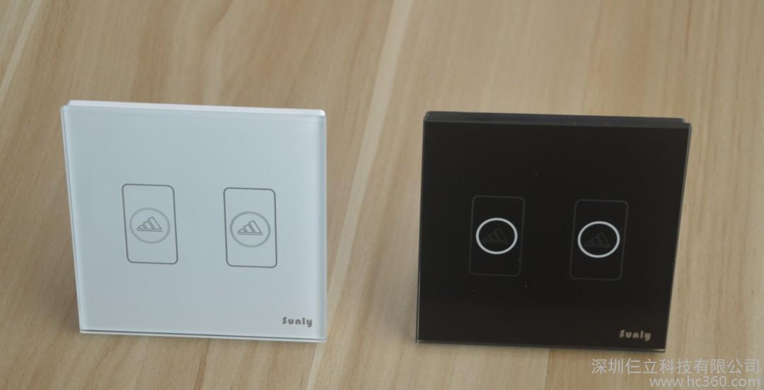 Sunly(仨立科技)智能家居触摸开关两开单控墙壁触控开关玻璃面板开关单火线输入 SL-OT02B黑色图2