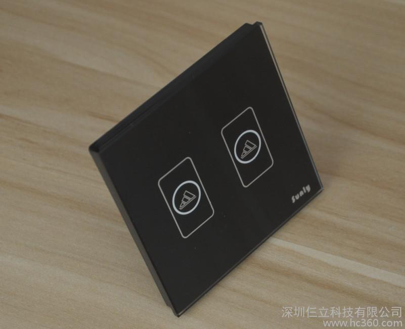 Sunly(仨立科技)智能家居触摸开关两开单控墙壁触控开关玻璃面板开关单火线输入 SL-OT02B黑色图3