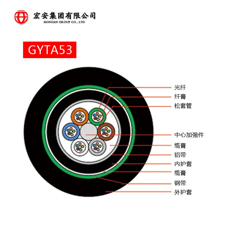 GYTA53 防水室外通信光缆层绞式室外通信光缆缆膏填充金属加强件铠装直埋120芯图3