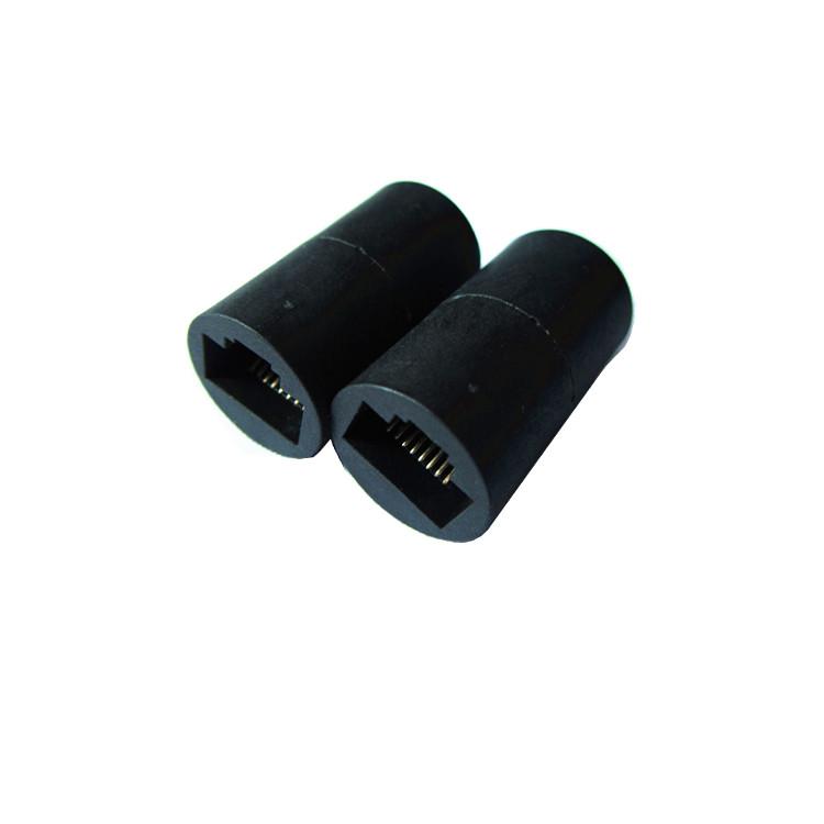 RJ45网络直通转接头 带屏蔽带卡勾直通 PCB插座CAT5E扁针镀金网络直通图2