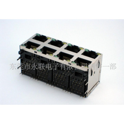 供应天睦8p8c 2x4  带灯带弹屏蔽双层RJ45 网络插座带灯