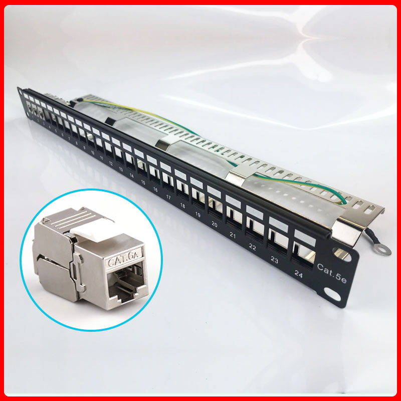 诚联供应 1U24口网络配线架超五类6类网络配线架48口屏蔽配线架图1