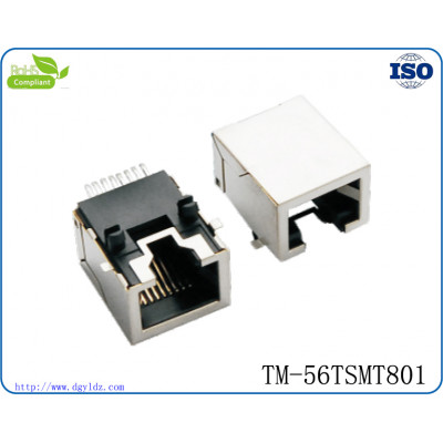 供应天睦制造8P8C SMT 屏蔽 6u RJ45网络连接器插座 RJ45  SMT