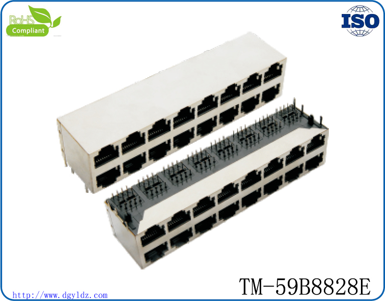 供应天睦8P8C  2X8   镀金FU  屏蔽RJ45网络连接器插座图1