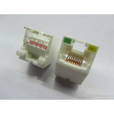 供应YL 斜45度 8P8C 镀金3U 屏蔽RJ45带LED 网络连接器 RJ45带LED网络插座