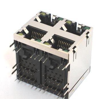 供应兴伸展电子8P8C2层4口RJ45带灯网络接口/交换机/RJ45插座/网络连接器插座图1