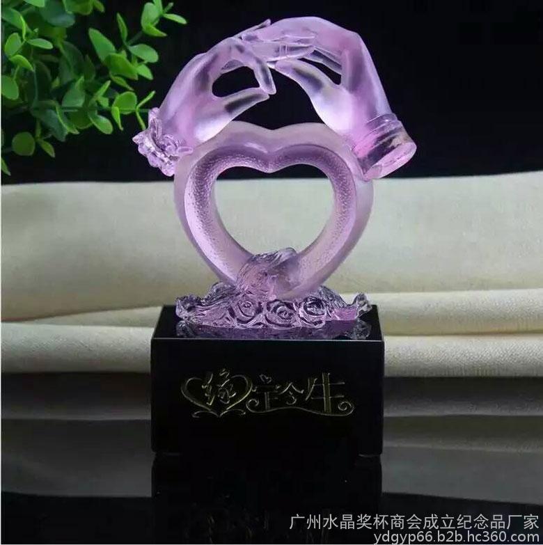 定制 琉璃礼品 家居摆件琉璃花瓶 赠送婚庆礼品琉璃缘定今生摆件纪念品 大小号琉璃花瓶 琉璃工艺品图2