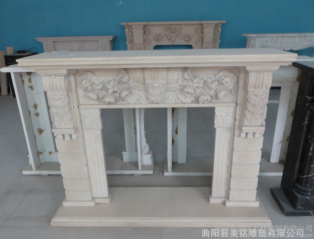 石雕壁炉汉白玉大理石壁炉欧式壁炉雕塑家居饰品摆件曲阳石雕图2