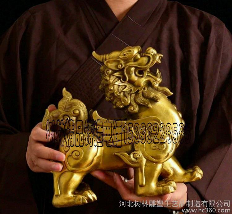 铜器麒麟 铜麒麟 铜雕风水摆件 家居摆件 铜器工艺品图2
