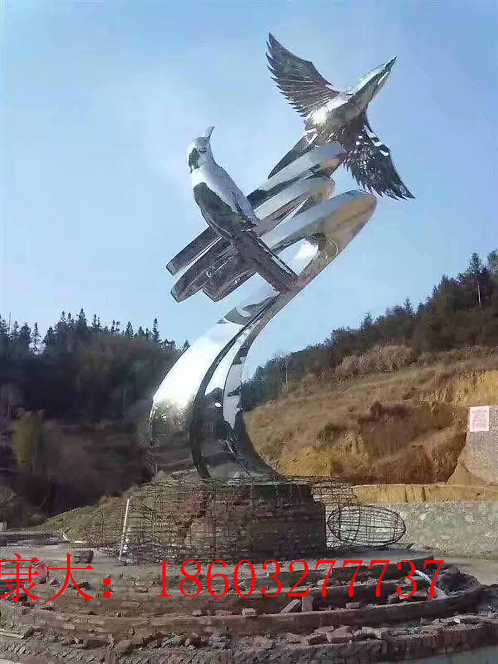 康大不锈钢动物雕塑城市标识广场摆件 不锈钢城市标识雕塑图2