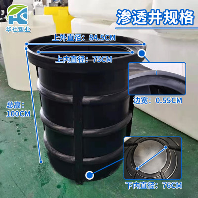 华社SM6-12城市建设海绵城市雨水收集井圆形收集井PE塑料排水检查井窨井溢流渗透井方形渗透井