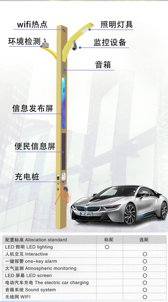 瑞成RC-ZHLD 智慧路灯照明定制灯杆 定制智慧 充电桩路灯 物联网 LED 太阳能智慧灯杆图2