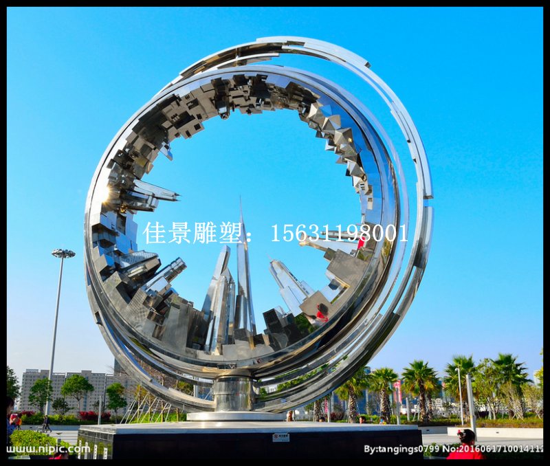不锈钢城市倒影雕塑,城市景观雕塑图1