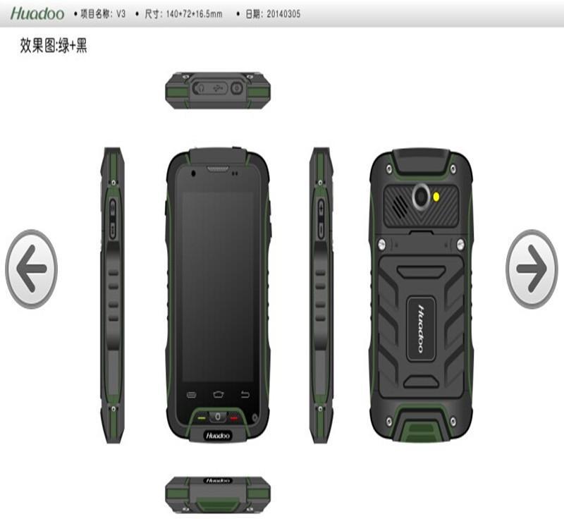 Huadoo V3四核安卓4.4三防智能手机外贸防水防摔防尘图1